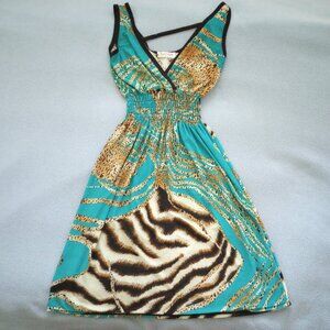 Sun Style NYC Sleeveless Mini Dress, Animal Print, Size L, Pre-Owned